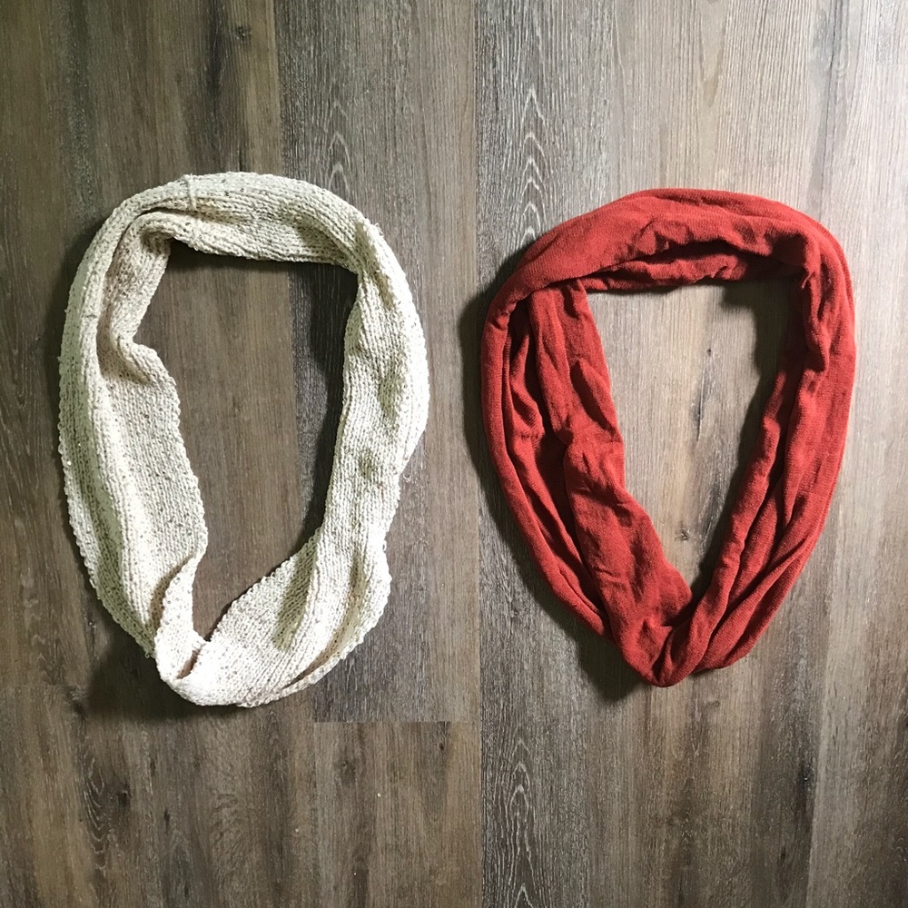 2- Piece Burgendy and Creame/ Gold Scarf Set